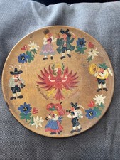 Tyrolean Eagle Hand-Painted Wood Wall Plate Tirol, Austria Ehrwald