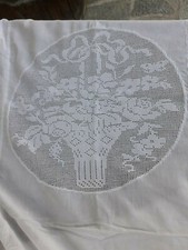 Puro lino tenda inserto cameo uncinetto fatto a mano come nuova perfetta