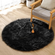 Tappeto Peloso Nero Rotondo