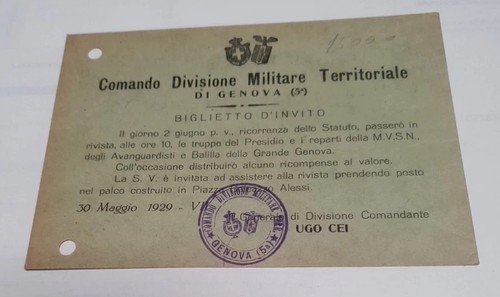 Biglietto invito militare - di,