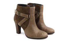 Jonak Stivali Donna UK3.5 EU36 Marrone Scamosciato Zip Mandorla Dita Alto Tacco