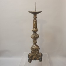 Candeliere Antico in legno argentato XVIII secolo