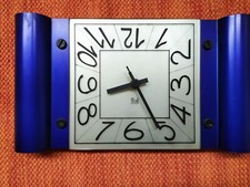 OROLOGIO DA PARETE DA TAVOLO ARTI E MESTIERI VINTAGE VETRO E METALLO BLU USATO