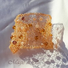 Bracciale donna fascia larga cristalli filo dorato fatto a mano regalo Natale