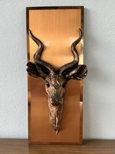 Decoro Da Parete Vintage In Rame Figura Antilope Africana Scultura Rame