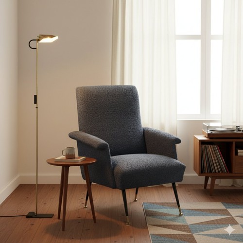 Poltrona vintage tessuto blu - poltrona,