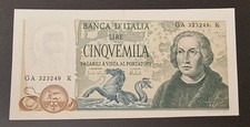 CINQUEMILA 5000 LIRE CRISTOFORO COLOMBO 3 CARAVELLE  ITALIA STAMPA INCLINATA