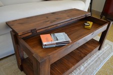 Tavolino da Salotto caffe in Legno Massello Tavolo Basso con contenitore Noce