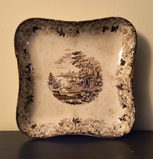 Piatto decorativo vintage stile inglese, paesaggio orientale Giapponese