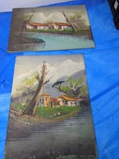 Olio su tavola di edifici