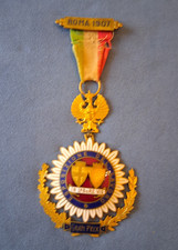 Savoia-Medaglia bronzo dorato e smaltato-Esposizione  Lavoro Gran Prix-Roma 1907