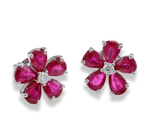 Orecchini rubini brillanti - rubini,