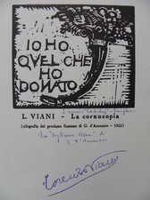 Lorenzo VIANI XILOGRAFIA La cornucopia D'ANNUNZIO 1922 Io ho quel che ho donato