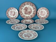 Lotto 9 Piatti Inglesi Ceramica Vintage Con Decorazione Rosa Epoca XX Sec.