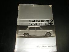 ALFA ROMEO LIBRETTO USO E MANUTENZIONE 1750 BERLINA 1968  COME DA FOTO