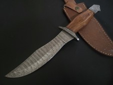 COLTELLO DA CACCIA ACCIAIO DAMASCATO 12,5" PERSONALIZZATO MANICO PALISSANDRO CON FODERO C612
