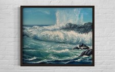 Quadro Ad Olio Su Tela /Quadro Firmato/ Il Mare Arrabbiato/Kostina Daria