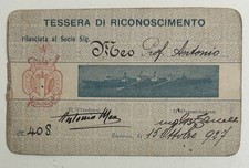 1927 Tessera Sport Canottaggio SOCIETA' CANOTTIERI SABAZIA SAVONA