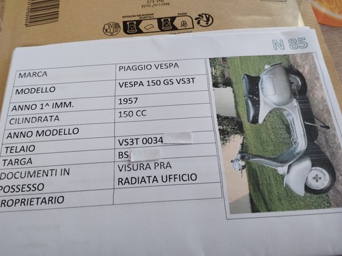 Visura vespa 150 - visura,