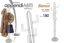 APPENDIABITI ALBERO VERTICALE ATTACCAPANNI TERRA PIANTANA METALLO BIANCO 180cm