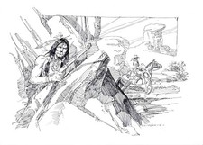 LOREDANO UGOLINI - Tavola originale Illustrazione "L'agguato"