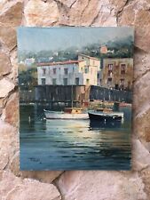 Quadro -Marina Con Barche- dipinto a olio su tela