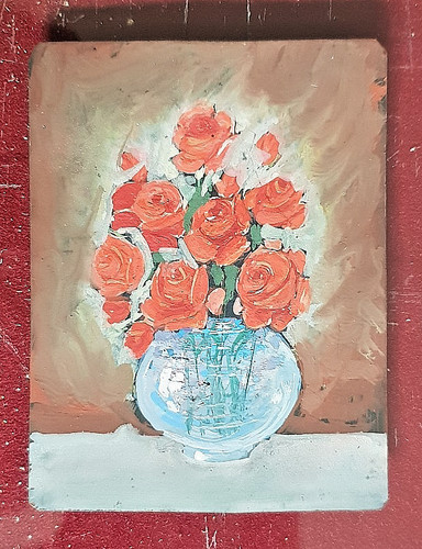 Dipinto olio rame vaso di - olio, su