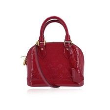 Autentica borsa Louis Vuitton rossa monogramma Vernis Alma BB borsa a mano con tracolla