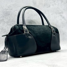 Borsa BALLY Mini Boston nera in camoscio e pelle con manici superiori e design Y2K