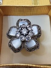 Anello Vintage In Argento 925 Madreperla E Pietre