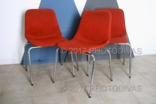 Set "3" sedie fisse vintage anni 60 ufficio  