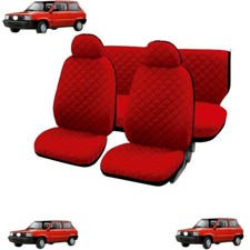 coprisedili per panda 750 in cotone trapuntato rosso, su misura- made in italy