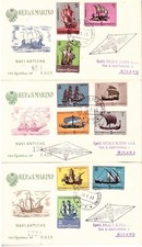 SAN MARINO. STORIA NAVIGAZIONE, TRE RACCOMANDATE FDC CON SERIE 10 VALORI