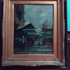 Oscar Ricciardi olio su tela mercato a Napoli, edizione unica