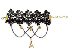 Bracciale da Donna Braccialetto Baciamano Pizzo Ciondoli Colore Nero L.1173
