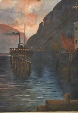 OLIO CARTONCINO NAVE FIORDI PRIMI '900.