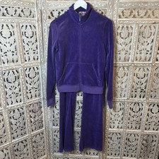 Juicy Couture Vintage Y2K Viola Velluto Terry Panno Giacca Pantaloni Tuta Set