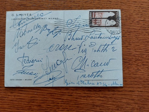 Cartolina viaggiata autografi