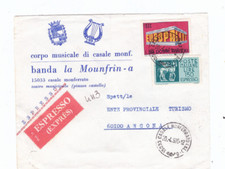 STORIA POSTALE ESPRESSO 1970 CASAL MONFERRATO BANDA MUSICALE MANFRIN VERSO ANCON