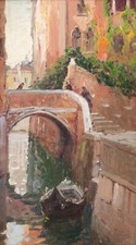 Rocco LENTINI (1858-1943) Quadro olio su tavola Venezia 1930