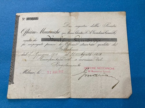 Documento officine meccaniche - documento,