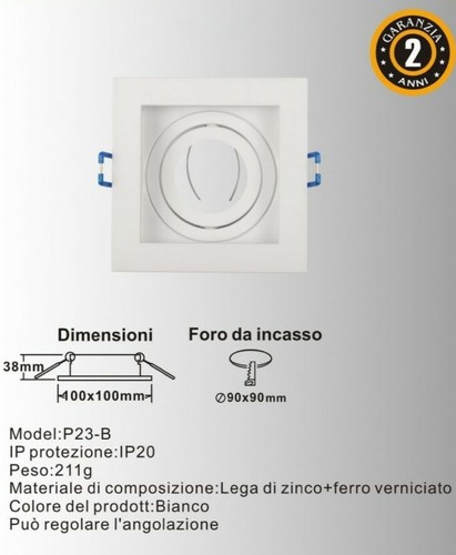 Incasso quadrato acciaio