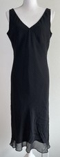 *BANANA REPUBLIC Abito donna nero e marrone a pois scollo a V in seta slip | Taglia 8