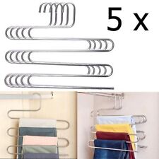 5x Stampella gruccia appendiabiti metallo 5 piani pantaloni calzoni asciugamani
