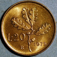 Italia 20 Lire 1975 KM# 97