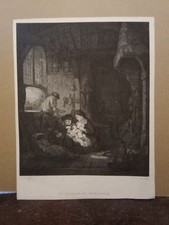 Vecchia Stampa Rembrandt, Ristampa Del 800,Le Menage Di Menuisier,Cm33/25