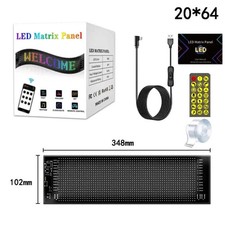 Pannello LED RGB 20x64 Pixel 102x348mm Programmabile WiFi USB Insegna Luminosa