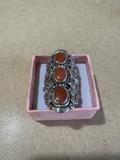 Anello Fascia Etnica Argento 925 E Turchese Corniola 14GR 19.2MM