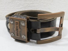 Cintura uomo El Campero in pelle nera invecchiata 36 fibbia ottone massiccio