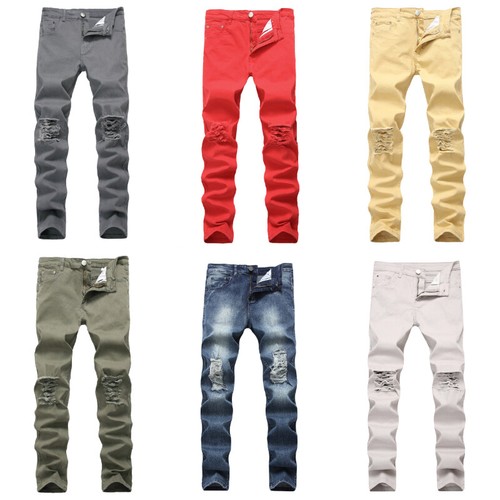 Jeans uomo strappati denim - jeans, in